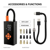 Compresseur d'air numérique portable Briviga 120 PSI avec lampe et batterie externe pour voiture, vélo, moto, ballon