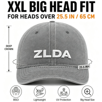 XXL Gewassen Denim Dad Hat voor Grote Hoofden Unisex Retro Zachte Krul Baseball Pet met Gouden Koperen Verstelbare Gesp