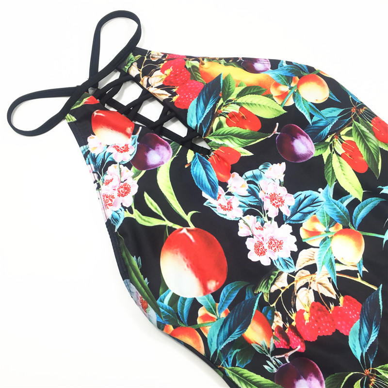 One-piece swimsuit colorful fruit printed swimsuit custom swimwear sexy bikini