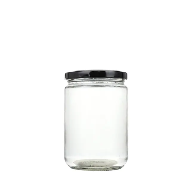 Hot sale factory free sample round shape custom clear empty 100-1000ml glass food container storage jar with screw cover
