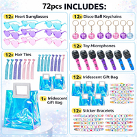 72-teiliges Disco-Party-Set: Musik-Karaoke-Tasche, Disco-Kugel-Schlüsselanhänger, Armbänder, Sonnenbrillen, Freundschaftsgeschenke für Frauen