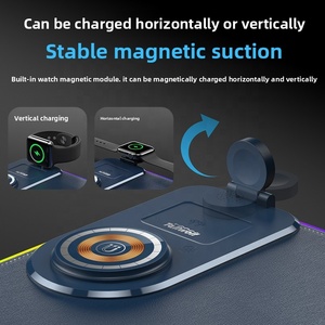 Alfombrilla de ratón de carga inalámbrica rápida 3 en 1 de 15W, alfombrilla de juego luminosa de Color <span class=keywords><strong>RGB</strong></span> con logotipo personalizado gratis, alfombrilla de ratón de cuero, cargador inalámbrico - Product Image 4