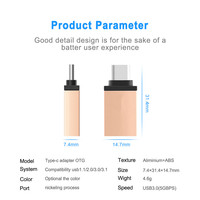 El mejor regalo OEM Logo USB C macho a USB hembra OTG adaptador Mini venta al por mayor 2,0/3,0 HUB para computadora portátil teléfono móvil Aleación de Zinc Salida de CC