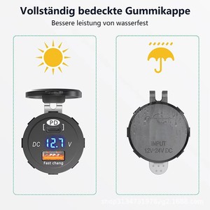 Prises rondes multifonctionnelles avec voltmètre, <span class=keywords><strong>chargeur</strong></span> USB 12V et <span class=keywords><strong>chargeur</strong></span> Type C, <span class=keywords><strong>chargeur</strong></span> USB PD 12V pour <span class=keywords><strong>bateau</strong></span> - Product Image 5
