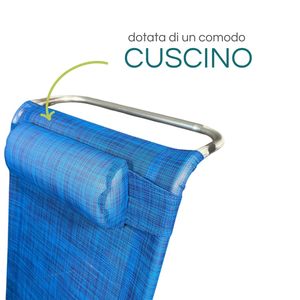Sedia da Spiaggia in Alluminio con Braccioli 55x46x80 Cm, Sedia Reclinabile a 7 Posizioni con Cuscino - Product Image 5