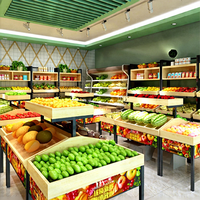 Étagère de présentation de fruits et légumes à 3 niveaux Boxue pour supermarché, gondole métallique robuste pour produits frais, rayonnage pour magasin d'alimentation