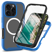 360 étui de téléphone antichoc 2 en 1 étui de charge sans fil avec protecteur d'écran avant pour iPhone 16 Pro Max 16 Plus 16e