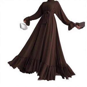 Robe longue plissée élégante et décontractée pour femme, avec fermeture éclair au dos et ceinture, en polyester, qualité supérieure, 9,9 USD - Product Image 3