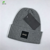Wins Flying Gorro de punto acrílico holgado con puño, estilo streetwear, con logotipo de etiqueta tejida privada, gorro de invierno