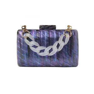 Purple shell unique color luxury ladies purses and handbags marble evening bag custom branded women bag clutches