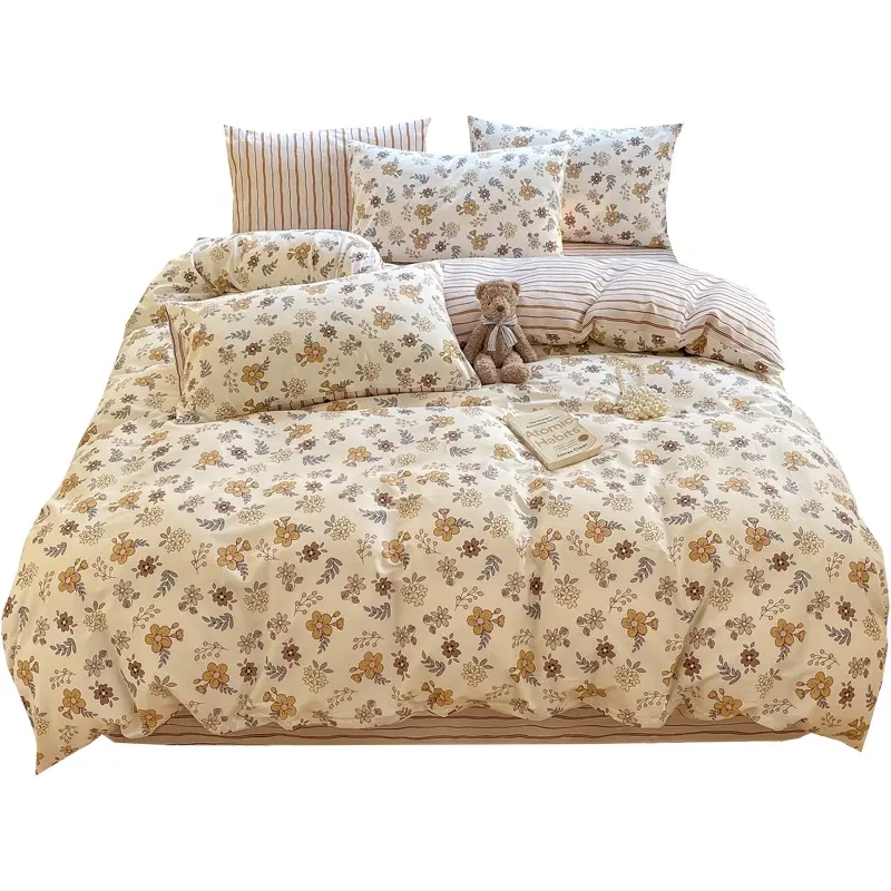 100% cotone colori pieni all'ingrosso personalizzato Queen King Size casa lusso 4 pezzi Set biancheria da letto piumino