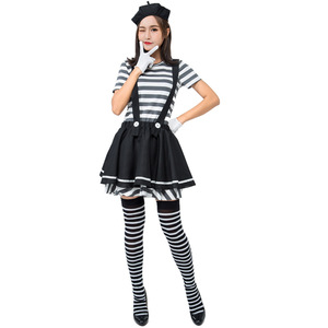 Harlequin Sirkus <span class=keywords><strong>Mime</strong></span> Cirque Clown Jester Kostum Cosplay Pesta Halloween - Product Image 3