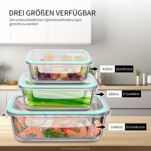 Bán buôn hình chữ nhật thủy tinh trái cây container với nắp nhựa chịu nhiệt kín Bento Hộp Ăn Trưa cho thực phẩm tươi sống lưu trữ - Product Image 5