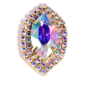 Broche Qiao en cristal œil de cheval rond et goutte d'eau, avec griffes ovales, strass et épingle, accessoire de mode pour corsage - Product Image 6