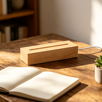 Base de lampe LED en bois USB, support de veilleuse en acrylique, présentoir rectangulaire, support de lampe 3D en bois, base de lampe de table avec logo, décoration de chambre