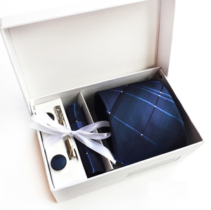 奢华新款时尚领带礼品套装夹子<span class=keywords><strong>2</strong></span>袖扣1方形手帕围巾1男士领带 - Product Image 5