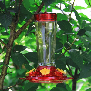 Comedero para Colibríes de Acrílico Rubí para la Salud de las Aves, Comedero de Vidrio para Exteriores con 4 Estaciones de Alimentación y Capacidad para 10 Onzas - Product Image 5
