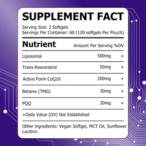 Cápsulas Blandas de Complejo de Longevidad OEM ODM con Trans-Resveratrol y Betaína, Favorecen la Energía, la Vitalidad, el Antioxidante y el Equilibrio Metabólico - Product Image 2