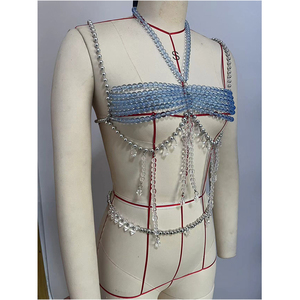 Top Bralette Artigianale Personalizzato con Perle e Cristalli Blu per Festival Estivi e Concerti - Product Image 6