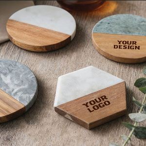 Promotional <b>Coaster</b> Kitchen Gadget Custom Logo Cups <b>Drinks</b> <b>Coasters</b> Marble Acacia Wood <b>Coasters</b> for Home Office Christmas Gift - Product Image 1