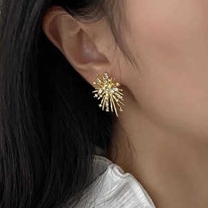 S925 Pure Silver Sky Meteor <b>Shower</b> Fireworks Rhinestone Earrings Unique <b>Niche</b> Design Fashion Studs with Unique Temperament - Product Image 2