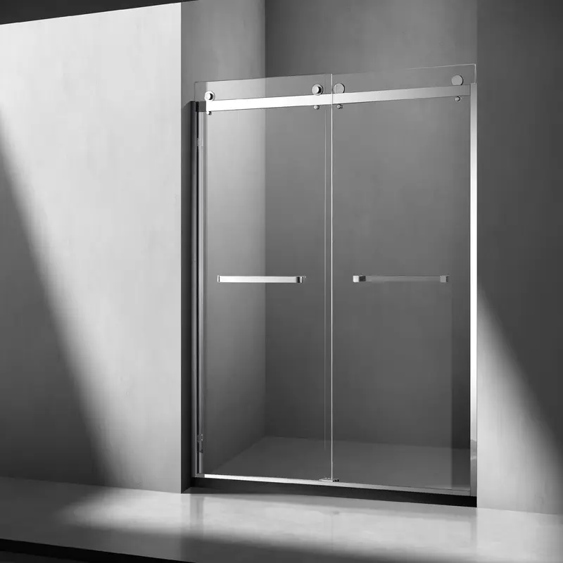 Apartment Waterproof Double Sliding Security Shower Door Freestanding Stainless Steel Frameless Square Shower Enclosure