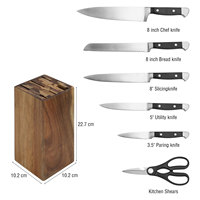Ensemble de couteaux de cuisine TOALLWIN, bloc de couteaux de luxe en acier inoxydable, ensemble de couteaux de chef japonais professionnels avec support
