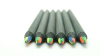 Crayons de couleur en bois HB peints à la main pour enfants, corps noir, ensemble artistique arc-en-ciel 7 couleurs pour livres de coloriage et dessin - GuoLong