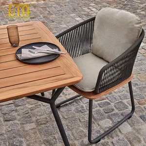 Outdoor furniture woven rope lounge wrought iron garden chairs