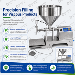 Semi-Automatic Piston Weighing Filling Machine Food Grade 304 Stainless for High Viscosity Honey Paste Sauce Ketchup Cream Peanu - Product Image 5