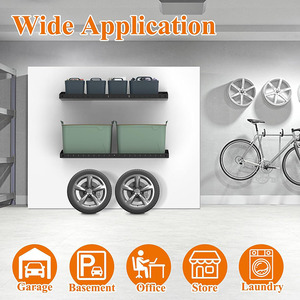 Jh-mech <span class=keywords><strong>2</strong></span>-gói 2ft treo tường kệ Chân đế với phần cứng Heavy Duty thép nhà để xe lưu trữ kệ cho tầng hầm phòng giặt ủi - Product Image 5