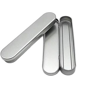 Tin Pencil Case For Pens And <b>Makeup</b> Tools Storage <b>Box</b> Silver Metal Organizer - Product Image 5