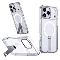 Coque transparente de luxe avec support magnétique invisible pour iPhone 17 Pro Max, 17 Air, 18, 16, 15, 14 Plus, 13, 12, 11 Pro Max