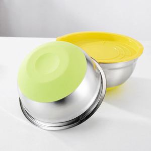 Meilleur prix – Personnalisation spécialisée – Ensemble de bols mélangeurs en acier inoxydable et silicone avec couvercles – Ustensiles de cuisine - Product Image 6