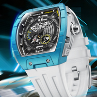Montre mécanique pour homme Mark Fairwhale, boîtier en métal, bracelet en caoutchouc, cadran multifonction, étanche, chronographe lumineux FW-6002