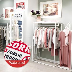 Segnale di sicurezza per bagni pubblici, adesivo autoadesivo facile da applicare per negozi e caffè - Product Image 4