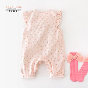Baju Terusan Bayi Perempuan Musim Semi 100% Katun, Overall Bayi Baru Lahir Motif Bunga dengan Lengan Mengembang, Romper Kasual - Product Image 4
