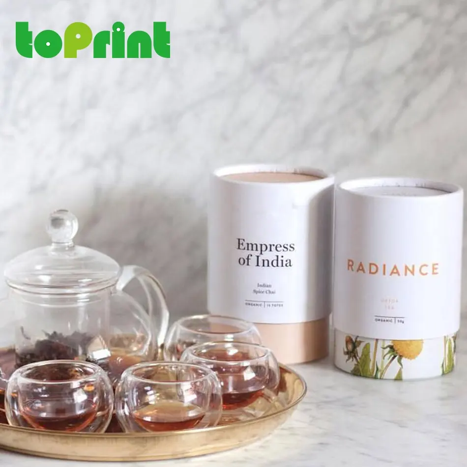 Compostable Round Tea Packaging Box Moisture Proof Food Grade Cardboard Tube Loose Tea Paper Can