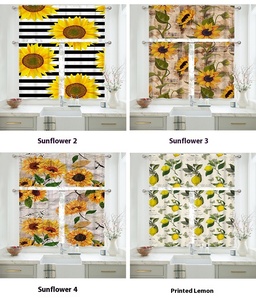 Cortina de Cocina Moderna con Estampado Digital de Plantas y Flores Pequeñas para el Hogar, Juego de 3 Piezas, Cortina Corta para Ventana - Product Image 2