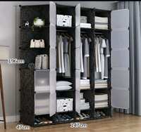 Armoire de Rangement Modulaire et Extensible à 16 Cubes, Pliable, Moderne, en Plastique avec Tringle à Vêtements