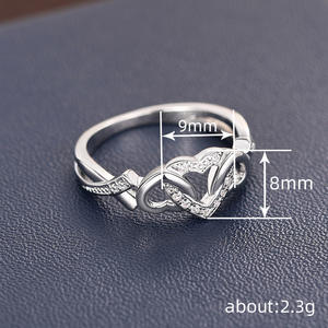 T0590 Anello da donna in oro bianco con diamanti, taglio a cuore, diamanti naturali, anello di fidanzamento, colore G, 14K - Product Image 4