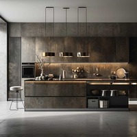 Eropa kayu padat minimalis kabinet dapur alami pegangan kayu Stainless Carcase untuk makan untuk apartemen Real Estate