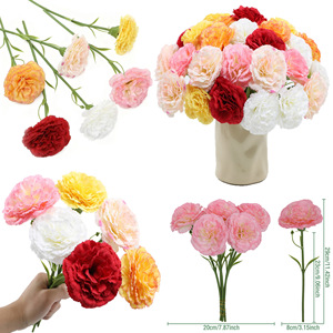 Fleurs artificielles en soie, œillets à tige unique, best-sellers, fausses fleurs décoratives pour cadeaux de festivals occidentaux, vente en gros - Product Image 3