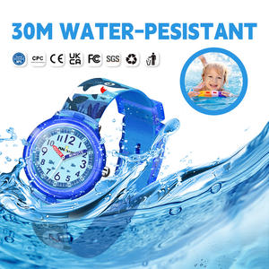 子供のためのかわいい漫画のリボンストラップスポーツクォーツ時計男の子の女の子のためのポインターダイヤルディスプレイと防水オーシャンシャークデザイン - Product Image 2