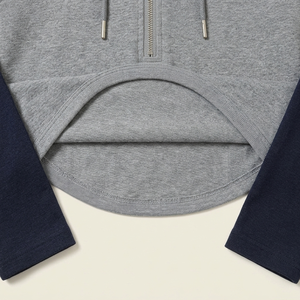 <span class=keywords><strong>Felpa</strong></span> con <span class=keywords><strong>cappuccio</strong></span> e mezza zip da ragazza con maniche raglan e design a blocchi di colore - Product Image 3