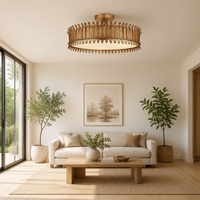 Plafonnier Jingshi Lighting Antique Gold Feather Crown, abat-jour laiteux chaud, éclairage douillet pour chambre à coucher