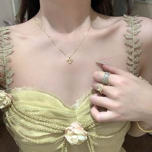 Collier pendentif goutte d'eau en argent pur S925, couleur rouge rosé automne, avec un style simple et frais - Product Image 3