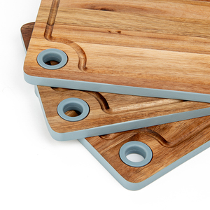 Tabla De Corte Grande De Madera Solida De Acacia Y Bambú Orgánico Ecológico Ideal Con Surco Para Jugos - Product Image 6