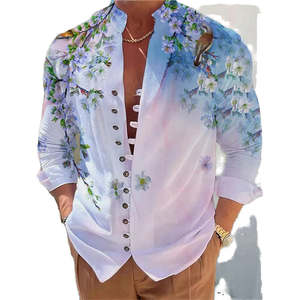 Camicie Autunnali da <span class=keywords><strong>Uomo</strong></span> Taglie Forti in Cotone e <span class=keywords><strong>Lino</strong></span> Vintage Antirughe a Maniche Lunghe Personalizzabili OEM - Product Image 1