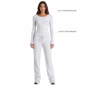 Charlo Women Premium <b>Layered</b> Active <b>Top</b> Chic Neckline Slim Fit Long Sleeve Activewear Wholesale Custom OEM Bulk Service - Product Image 2